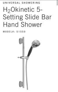 Delta H2Okinetic 5-Setting Slide Bar Hand Shower new in box