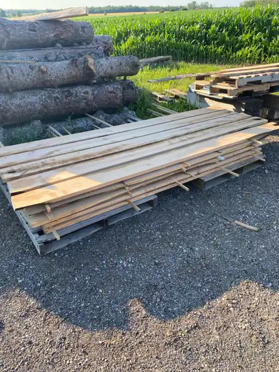 Rough cut 5/4 cherry lumber. 7.5” wide. 8’, 9’ and 10’ long. Black walnut also available.