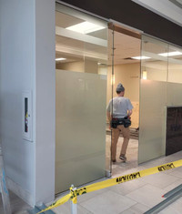 1/2" tempered glass storefront