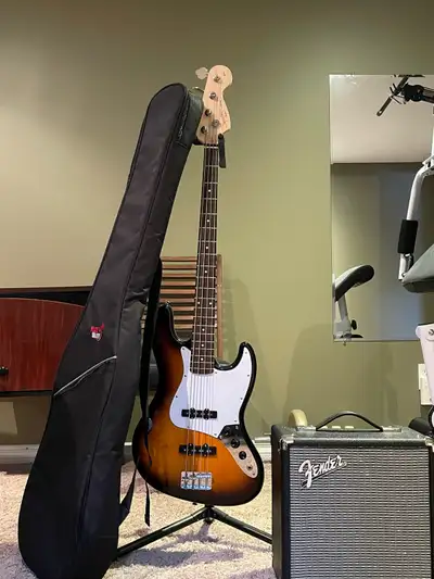 Great Bass starter package! Included is as follows - 2019 Fender Affinity Squire J Bass in sunburst...