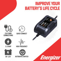New Chargeur de Batterie Energizer 2 A Battery Charger 6V/12V