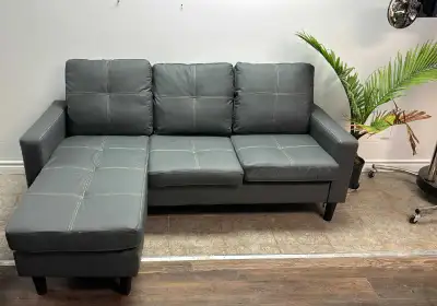 Grey Faux Leather Sofa, View more
