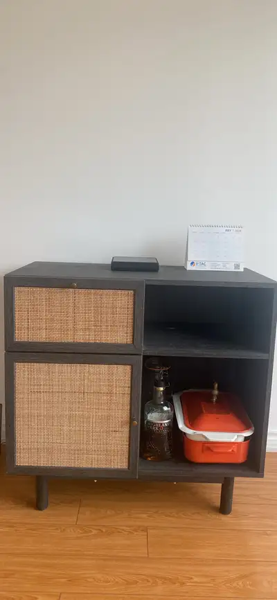 Black Cabinet with Rattan Doors, View more