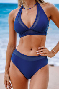 Blue Cupshe Bikini with Mesh Detail - Size S
