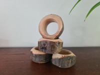 Natural Wood Bark Napkin Ring Holders – Set of 4