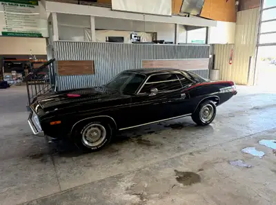 1973 Plymouth Cuda 340 4spd has gone thru a restoration and finished in its factory black Selling ab...