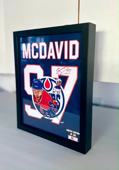 Connor McDavid Edmonton Oilers framed photos. 8x10 in a black box frame. No scratches on the front s...