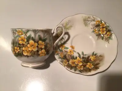 Partridge pea pattern cup and saucer by Royal Dalton.