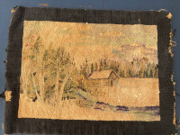 Vintage 30s GET Quebec Folk Art Tapestry  Awesome $1495