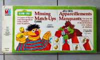 Jeu de mémoire Sesame Street: image, lettres et chiffres.