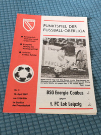 1987 East Germany Energie Cottbus v Lok Leipzig football program