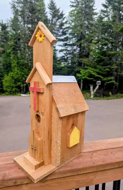 I have a solid wood bird house church for sale! 22"H x 10.5"D x 7"W Was asking $35 Now Asking $25 *...