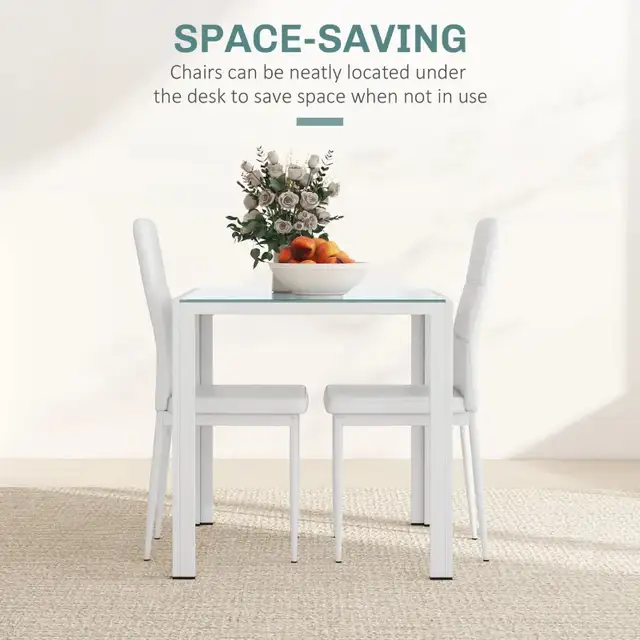 HOMCOM 3-Piece Rectangular Glass Kitchen Table and Chairs with M in Dining Tables & Sets in Markham / York Region - Image 5