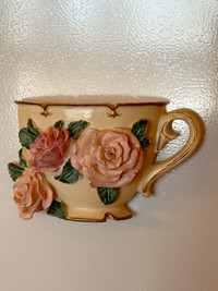 Vintage June Flower Fridge Magnet Tea Cup