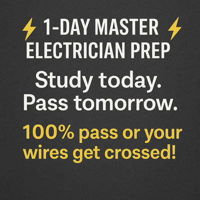 1 day Master Electrician Exam Prep Course. 100% pass, View more