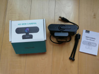 Webcam with Privacy Shutter, Auto Focus,360-Degree Swivel