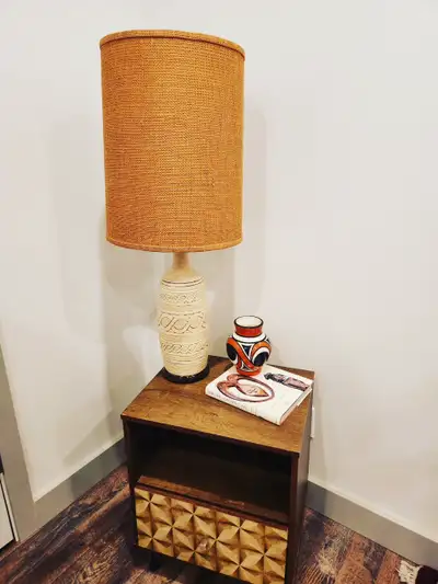 MID CENTURY tri light lamp ETCHED POTTERY, View more