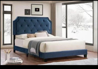 Blue velvet Queen Platform Bedframe