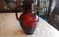RED GLASS WATER PITCHER / JUG - GIFT FROM WINNERS - NEW