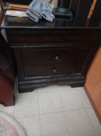 2 matching end tables and highboy dresser