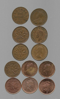Canada small cent coins  1920 to 2012
