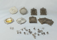 Jewellery Parts - Earring Posts and Studs, Cameo Bezels Backings
