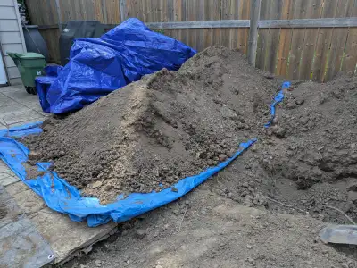 We are renovating our backyard and have extra soil. Could be used for bottom layer of garden bed. No...
