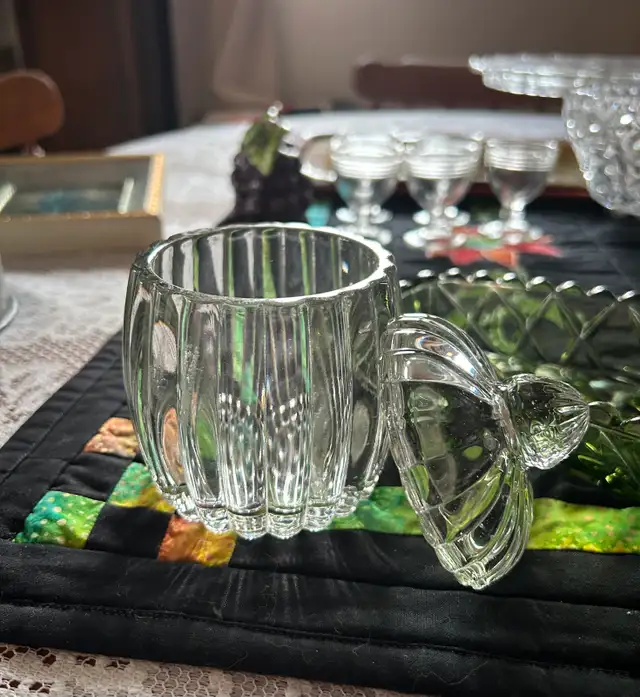 vintage candy container and pickle tray63234628414209121