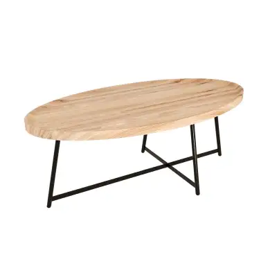 Coffee Table, Oval Wood Coffee Table Center Table with Met, View more