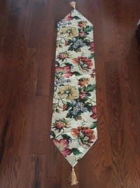 54”Floral Tapestry Runner, Rust/Blue/Green/Yellow