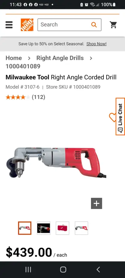 1/2" RIGHT ANGLE DRILL KIT-MILWAUKEE Condition: Almost new, barely used! Comes with all the original...