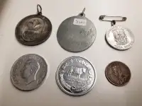 Lot of 6 old Metals, Tokens, Canada Coin - as photographed