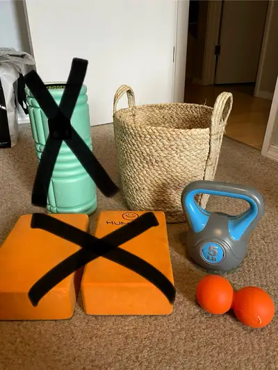 Exercise and yoga items, View more