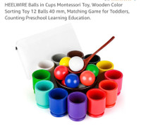 New Balls in Cups Wooden Montessori Colour Sorting Toy