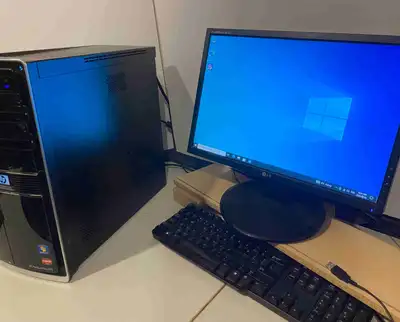 Gaming PC, monitor, keyboard and mouse, wifi, View more