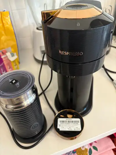 Rose Gold & Black Nespresso Next Vertuo with Aeroccino, View more