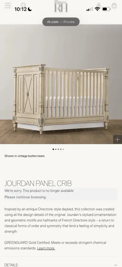 Restoration Hardware crib and toddler bed, View more