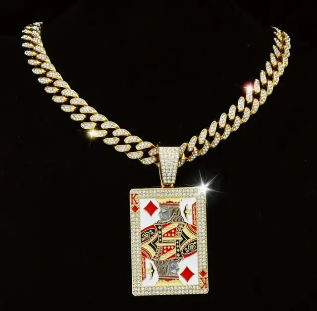 golden mens golden king of diamonds rhinestone necklace in Jewellery & Watches in Ottawa - Image 2