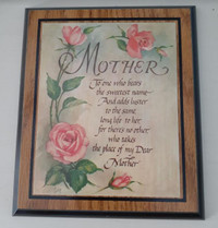 Vintage A & F Wooden Sentimental Mother Plaque Rose verse