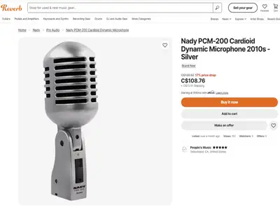 Nady PCM-200 Cardioid Dynamic Classic Style Microphone w/ Stand, View more