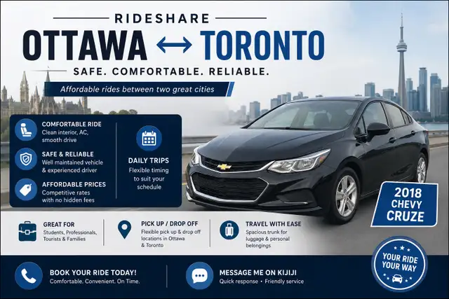 Rideshare Ottawa to Toronto 