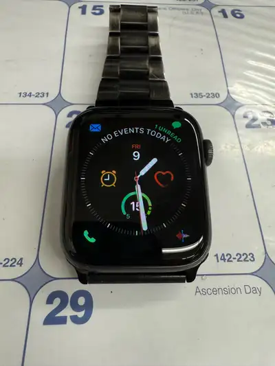 Apple series 5 cellular watch 44m Battery 63 Percent Original packaging charger Tempered glass scree...