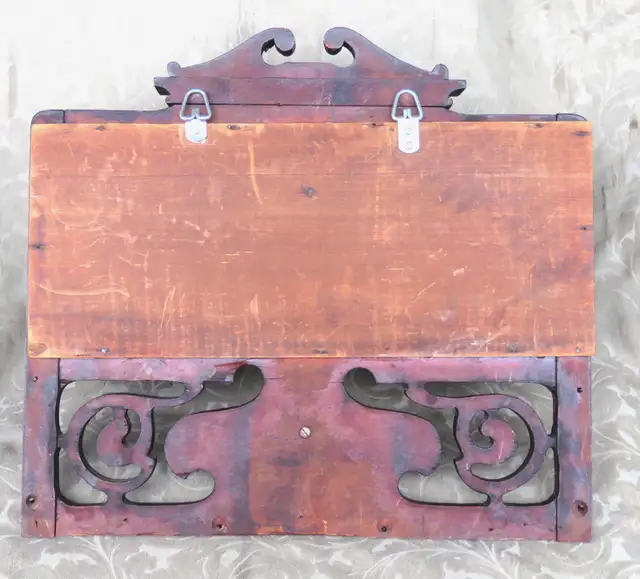 ANTIQUE 19C GEORGIAN CARVED MAHOGANY WOOD WALL SHELVES MIRROR in Home Décor & Accents in City of Toronto - Image 9