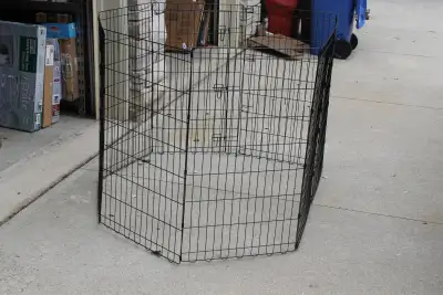 Foldable Metal Exercise Pen/Pet Playpen, Black w/Door 24" W x 48, View more