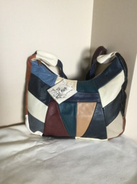 Leather patchwork shoulder bag