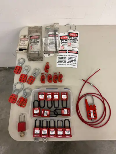 Lock Out/ Tag Out Kit w/ 13 Red Safety Locks/Tags etc, View more