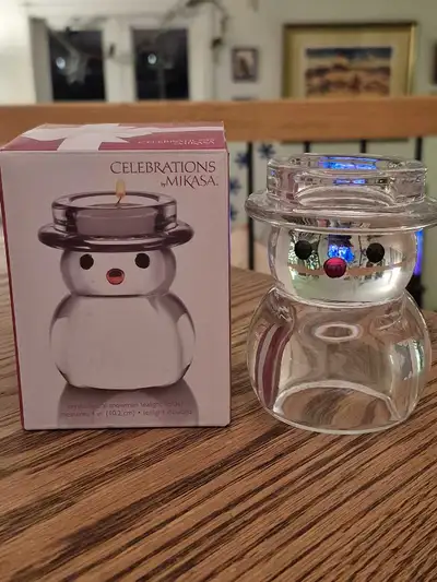 *NEW* Celebrations by Mikasa Crystal Snowman Tealight Hold, View more