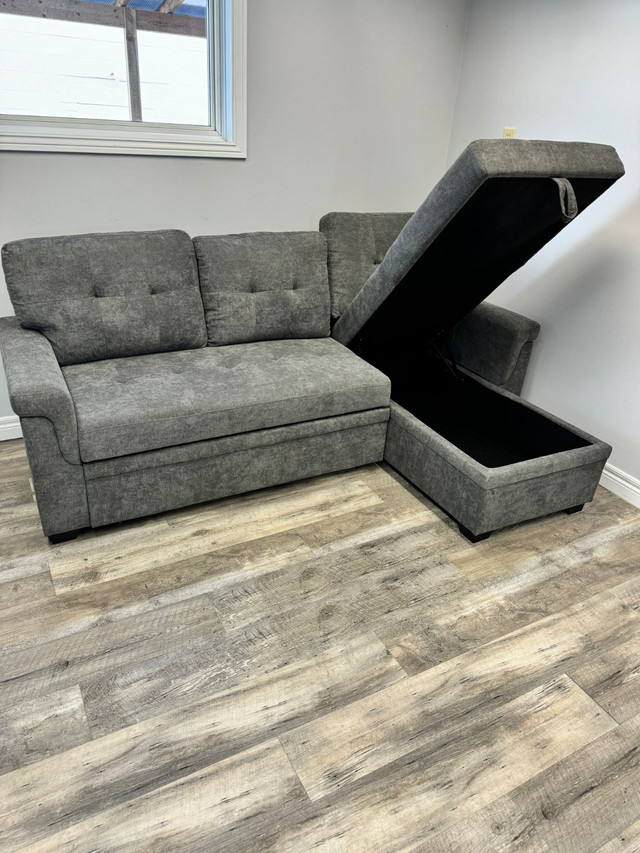 New Sleek Sectional Sofa Bed With Reversible Storage Chaise Sale in Couches & Futons in City of Toronto - Image 3
