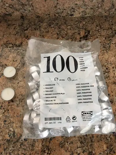 Unscented white tea lights candles - IKEA, View more