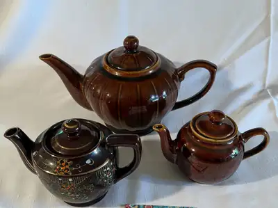 Small Brown Single Serving Ceramic Teapot 6 inches wide spout to handle x 4 inches tall $10 Brown Ha...